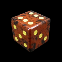 TDSO Obsidian Mahogany with Engraved Spots 16mm Precious Gem D6 Dice
