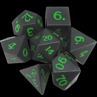 TDSO Sharp Edge Old Moon With Green 7 Dice Polyset