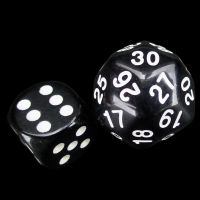 TDSO Opaque Black &amp; White Spindown  / Countdown 25mm D30 Dice