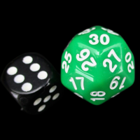 TDSO Opaque Green &amp; White Spindown  / Countdown 25mm D30 Dice