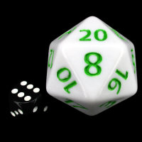 TDSO Opaque White & Green LARGE 40mm TITAN D20 Dice