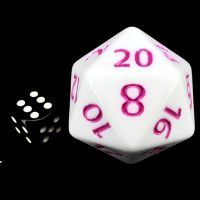 TDSO Opaque White & Pink LARGE 40mm TITAN D20 Dice