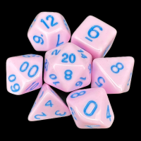 TDSO Pastel Opaque Pink & Blue 7 Dice Polyset