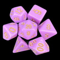 TDSO Pastel Opaque Pink & Gold 7 Dice Polyset