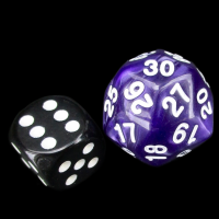 TDSO Pearl Purple &amp; White Spindown  / Countdown 25mm D30 Dice