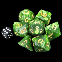 TDSO Pearl Verdant Green & Gold GIANT 7 Dice Polyset