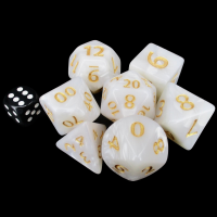 TDSO Pearl White & Gold GIANT 7 Dice Polyset