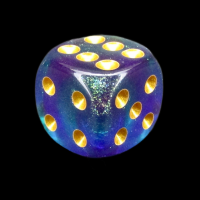 TDSO Light Reactive Blue & Green with Gold 16mm Spot D6 Dice