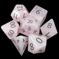 TDSO Quartz Rose with Engraved Numbers 16mm Precious Gem 7 Dice Polyset