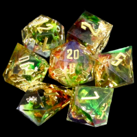 TDSO Sharp Edge Dragons Treasure 7 Dice Polyset with Shard D4 + Case