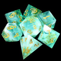 TDSO Sharp Edge Jade Winter 7 Dice Polyset in Leatherette Case