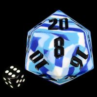 TDSO Silicone Ocean With Black MASSIVE 55mm D20 Dice BOUNCY DICE