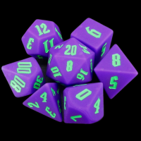 TDSO Silicone Purple & Green 7 Dice Polyset BOUNCY DICE