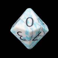 TDSO Turquoise Blue & White Synthetic with Engraved Numbers 16mm Precious Gem D10 Dice