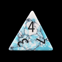 TDSO Turquoise Blue & White Synthetic with Engraved Numbers 16mm Precious Gem D4 Dice