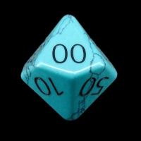 TDSO Turquoise Green Synthetic with Engraved Numbers 16mm Precious Gem Percentile Dice