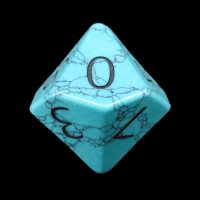 TDSO Turquoise Green Synthetic with Engraved Numbers 16mm Precious Gem D10 Dice