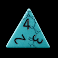TDSO Turquoise Green Synthetic with Engraved Numbers 16mm Precious Gem D4 Dice