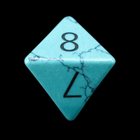 TDSO Turquoise Green Synthetic with Engraved Numbers 16mm Precious Gem D8 Dice