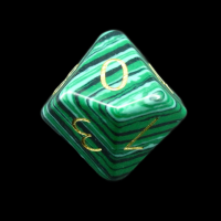 TDSO Malachite Green Synthetic Turquoise with Engraved Numbers 16mm Precious Gem D10 Dice
