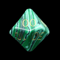 TDSO Malachite Green Synthetic Turquoise with Engraved Numbers 16mm Precious Gem Percentile Dice
