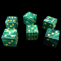 TDSO Malachite Green Synthetic Turquoise with Engraved Spots 16mm Precious Gem 6 x D6 Dice Set