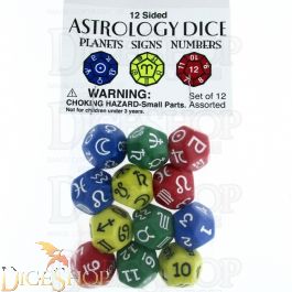 Signs Astrology 12 Sided Dice Planets Numbers 