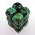 Chessex Gemini Black & Green 12 x D6 Dice Set