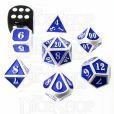 TDSO Metal Fire Forge Silver & Blue MINI 12mm 7 Dice Polyset