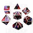 TDSO Metal Fire Forged Multi Colour Silver Black Purple & Red 7 Dice Polyset