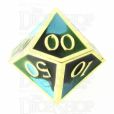 TDSO Metal Fire Forged Multi Gold Black Green & Turquoise Percentile Dice