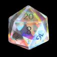 TDSO Zircon Glass Rainbow Engraved Black Numbers Precious Gem D20 Dice