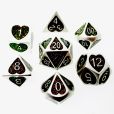 TDSO Metal Silver Heart & Iridescent Mica 7 Dice Polyset