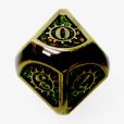 TDSO Metal Gears Antique Gold & Amber Mica D10 Dice