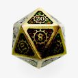 TDSO Metal Gears Antique Gold & Amber Mica D20 Dice