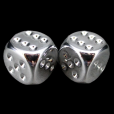 Chessex Metal Plated Silver 2 x D6 Spot Dice Set