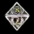 TDSO Metal Hollow Dragon Silver & Gold D8 Dice