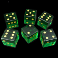 TDSO Zircon Glass Emerald with Engraved Numbers 16mm Precious Gem  6 x D6 Dice Set