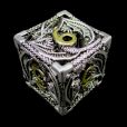 TDSO Metal Hollow Dragon Bright  Silver & Gold D6 Dice