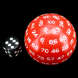 TDSO Cannonball Opaque Red & White HUGE 55mm D100 Dice