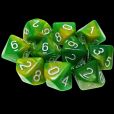 TDSO Duel Green & Yellow With White 10 x D10 Dice Set