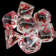 TDSO Encased Black Spider with Red Numbers 7 Dice Polyset LTD EDITION