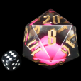 TDSO Hand Finished Holographic Pink Skull MASSIVE 55mm D20 Dice - IN BOX