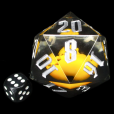 TDSO Hand Finished Holographic Yellow Skull MASSIVE 55mm D20 Dice - IN BOX