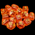 Role 4 Initiative Translucent Blood Orange & Yellow 15 Dice Polyset with Arch D4s