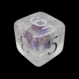 TDSO Encapsulated Glitter Flower Purple D6 Dice