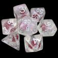 TDSO Encapsulated Glitter Flower Red 7 Dice Polyset