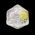 TDSO Encapsulated Glitter Flower Yellow D20 Dice