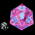 TDSO Hand Finished Amethyst Bubble With Blue MASSIVE 55mm D20 Dice