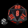 TDSO Hand Finished Opaque Black With Red MASSIVE 55mm D20 Dice